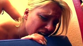 Busty Blonde Babe Stretched Wide in Sloppy Couch Pounding