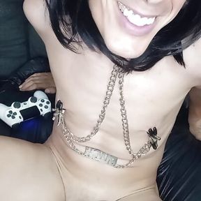 Crossdresser fuck sex machine. Smoking. video Game win