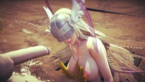 Angewomon Deepthroat Blowjob : Digimon Hentai Parody