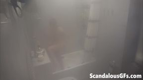 Video of my girlfriend naked in the bathroom enjoying a flattering shower