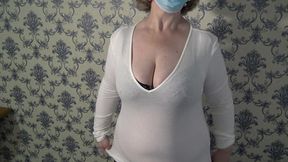 Hairy pussy and big natural saggy tits of a mature BBW milf