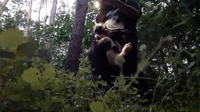 Step sister and I jerk off in the woods, hiding from her boyfriend