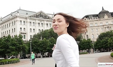 Sexy and cute tourist teen Macy tapes her first anal experience