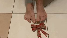 THE LONG TOES PLAYING WITH THE CHRISTMAS BOW - MP4 Mobile Version