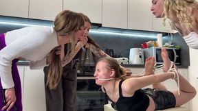 Group Lezdom Bondage and Spitting Humiliation With Thee Mistresses (MP4 HD 1080p)