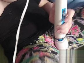 Quickie Hitachi Orgasm before bed chubby blonde big boobs leggings