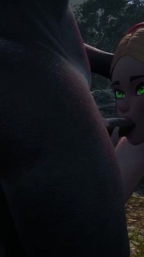 Gol 3D Busty Elf Nun Giving Blowjob to Uggly Goblin