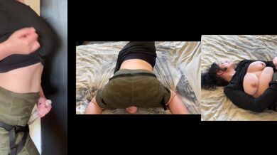 She rides my strap-on her fake pussy soaking wet