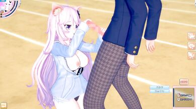Big tits Vtuber gets creampie cumshot in Koikatsu harem