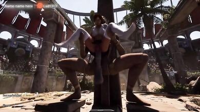 Lara the Blonde Nurse Gets a Gorging Monster Cock Threesome Cumshot in Public Rough Sex Animation