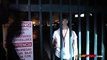 Car thief is subdued into making his cock hard and drill gay cops