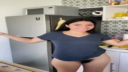 Nudist Daniela Duran showing hairy pussy while cooking on livestream webcam show