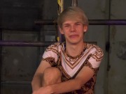 Blonde skinny twink tied up and waxed by his dominant master