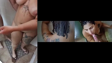 Eu chamei dois macho casado em casa pra tomar banho comigo enquanto meu marido não estava mamei os dois no chuveiro e um deles encheu minha cara de porra