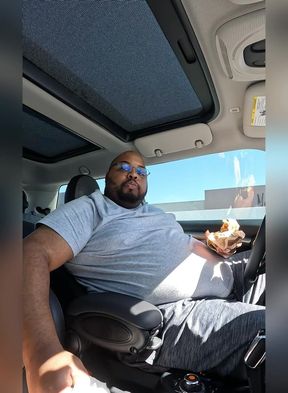 Fat guy in a small car haha More driving and eating videos? Comment below