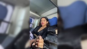 Steamy latina has lots of fun with her boyfriend's cock on a public bus