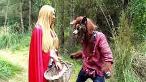 Little Red Riding Hood stops in the forest and plays with XXX orifice