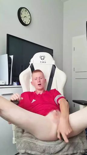 Bitch fucks her anus with a huge cucumber