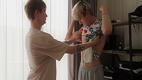 Two Guys With Big Cocks Got Excited By A Cute Twink, Juicy Deepthroat Blowjob And Fucking 10 Min