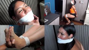 A bondage drawing brought to life! Sweet Jasmin tied and gagged in ropes! - MOV