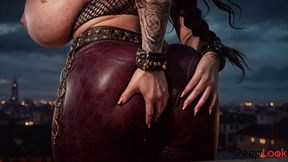 an attractive woman with huge breasts was spotted masturbating on the roof and got fucked [ai]