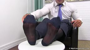 Joey Shows His Sheer Socks And Feet