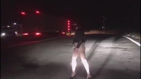 Slut Walk Fetish Dressed on the Side of the Highway Almost Naked