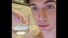 Twink Drinks His Own Cum