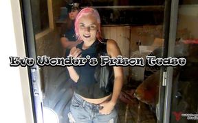 Eve Wonder's Prison Tease: Tits on Glass & Masturbation Behind Bars