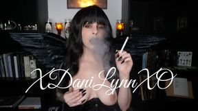 Smoking Topless Wearng Black Lipstick