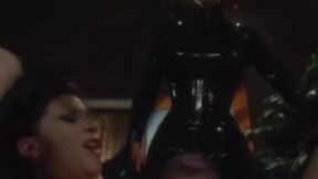 Redhead dominatrix torments and strapon fucks bound sub