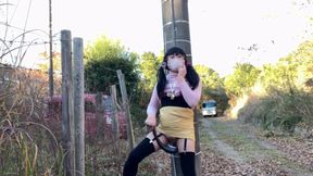 Self-training 51. A pinch comes with rotor masturbation on the street