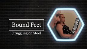 Evangelines Bound Struggling feet on a stool