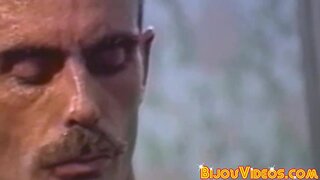 Desirable retro gays wanking their haired cocks and goes up