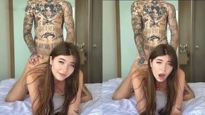 Creamy Pussy Slut in Sexy Dress Gets Fucked