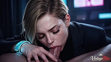 A successful businesswoman doubles as a whore for old perverts in a cyberpunk world [AI]