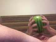 Masterbating with a watermelon