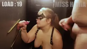 2 cumshots for me ! My husband cum on me watching me jerking off a stranger through the Gloryhole