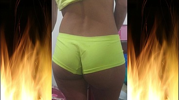 Jade getting ready to sweep the balcony and tease the neighbor who already knows when she does it and stands at the window watching.