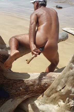 Ladysilva fucking my ass with a big cock on the beach