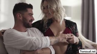 Emma Rose gets a hardcore pounding with a kinky guy & his tattooed buddy