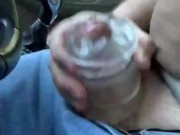 Stroking My Cock While Driving with a Fleshlight Quickshot. Cumming at High Speed.
