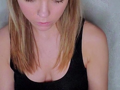 Blonde solo jerking off