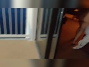 Mrs kitty flaunting it on hotel balcony on vacation