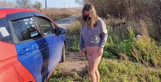 Naked Outdoor with the Car