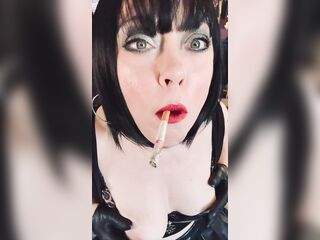 I Crave To Deepthroat On Dong With My Lungs Filled With Smoke! - Tina Snua Smokes A Cork Tipped Cigarette In Gloves & Boobs Out