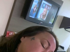 Busty brunette with big boobs rides cock