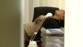 Naughty Secretary Uses Her Dildo During the Interview