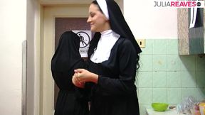 The nuns have it all their own way with banana and carrot in the pussy