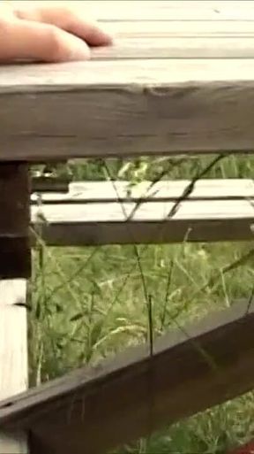 Outdoor sex with horny blonde